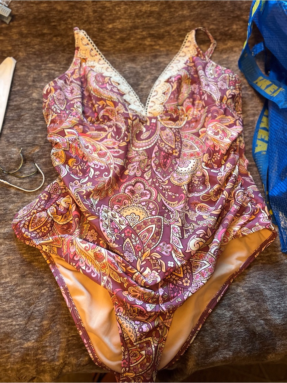 Paisley One-Piece Swimsuit in pinks